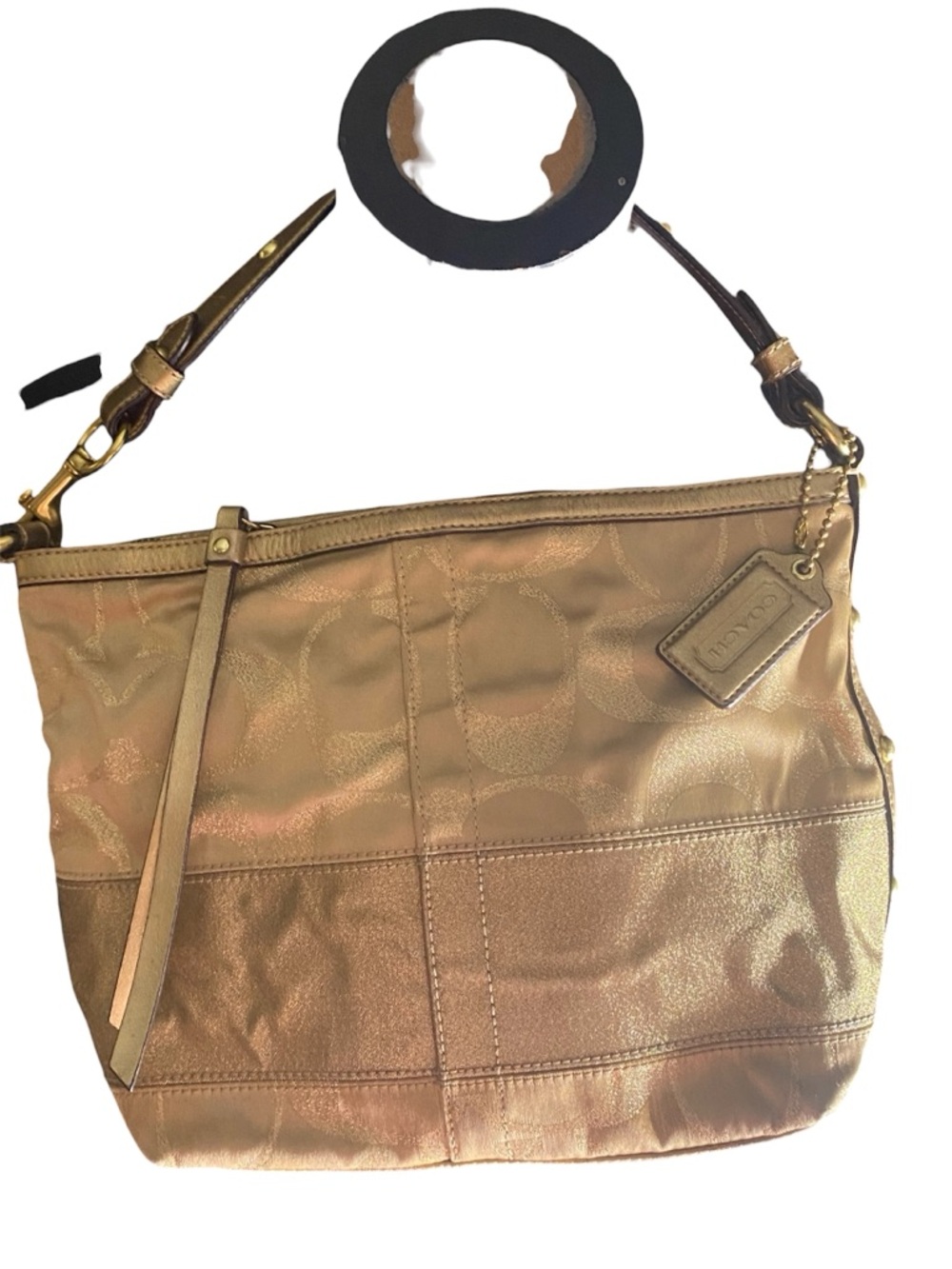 Coach Gold Metallic Signature Shoulder Bag